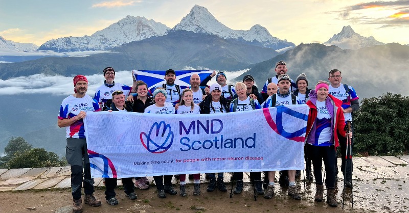 MNDScotland's tweet photo. A warm welcome home and well done to our fundraisers who have spent the last six days trekking through the #Himalayas.

With donations still coming in, the total raised currently stands at £141,836, an amazing amount which will help us continue to support people affected by #MND.