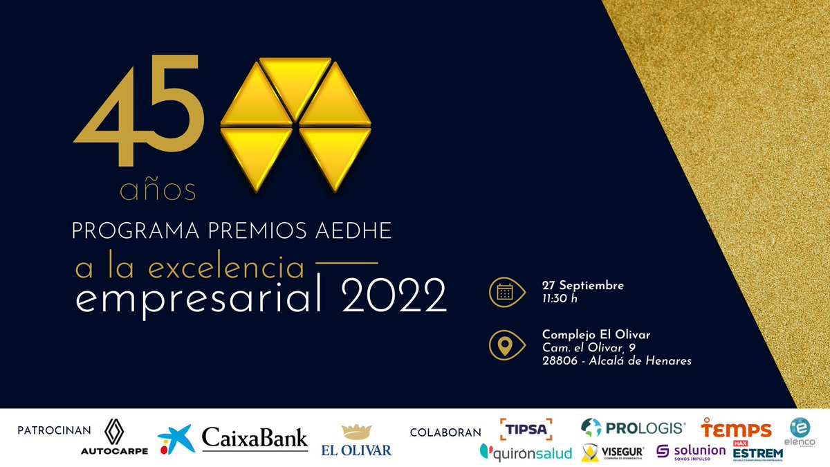 ¡Dale al Play! ▶

👉 A las 11:30 comienza la entrega de los Premios AEDHE a la Excelencia Empresarial y...

¡Los retrasmitimos en streaming!💥📲

Da igual dónde estés, no te pierdas la entrega de Premios a la Excelencia Empresarial 👇🥳
aedhe.es/premios-excele…