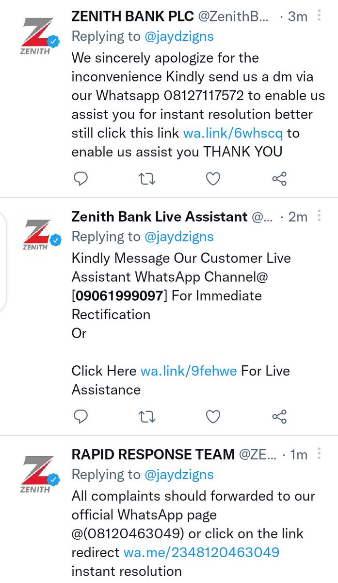 jaydzigns's tweet photo. @ZenithBank keep your useless apologies, automated retweets and replies to yourself. Give Results!!! Or refund monies and shutdown forever!!! https://t.co/qkzGasNdZ8