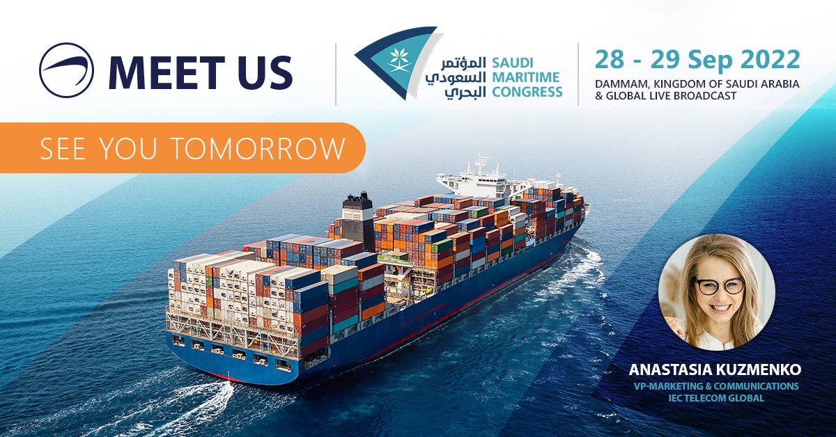 iectelecom's tweet photo. We’re headed to the #SaudiMaritimeCongress tomorrow! Visit us at Stand A40 at the #DhahranExpo to check out our #maritime #satcom portfolio, including smart applications, #IoT &amp; #tracking solutions, and the #OneGate #network management system. https://t.co/r5WmTKbhWm