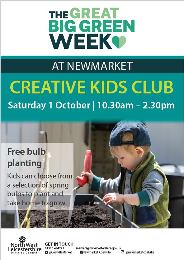 We’re celebrating #GreatBigGreenWeek with free bulb planting at our Creative Kids Club. 💚💐

When: Saturday 1 October 10.30am – 2.30pm 
Where: Newmarket, Marlborough Square