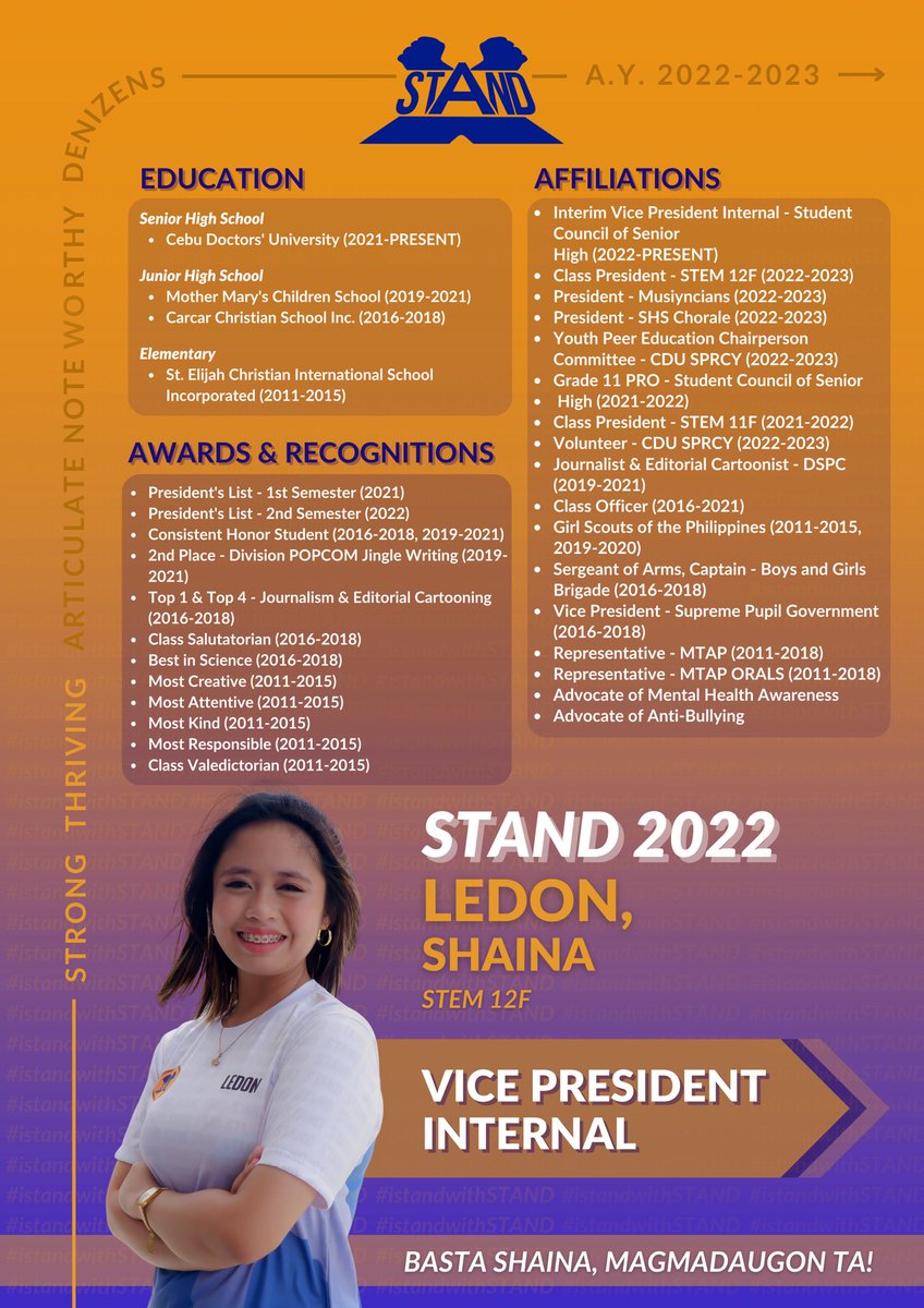 cdustandparty's tweet photo. STAND is a group full of people whose passion for service knows no bounds- and they are oftentimes more than willing to lend a helping hand. 

Get to know more about them as we strive for a brighter future ahead of us, together! 

💙🧡
#iStandWithSTAND
#STAND2022 https://t.co/2sq9AsNpsh