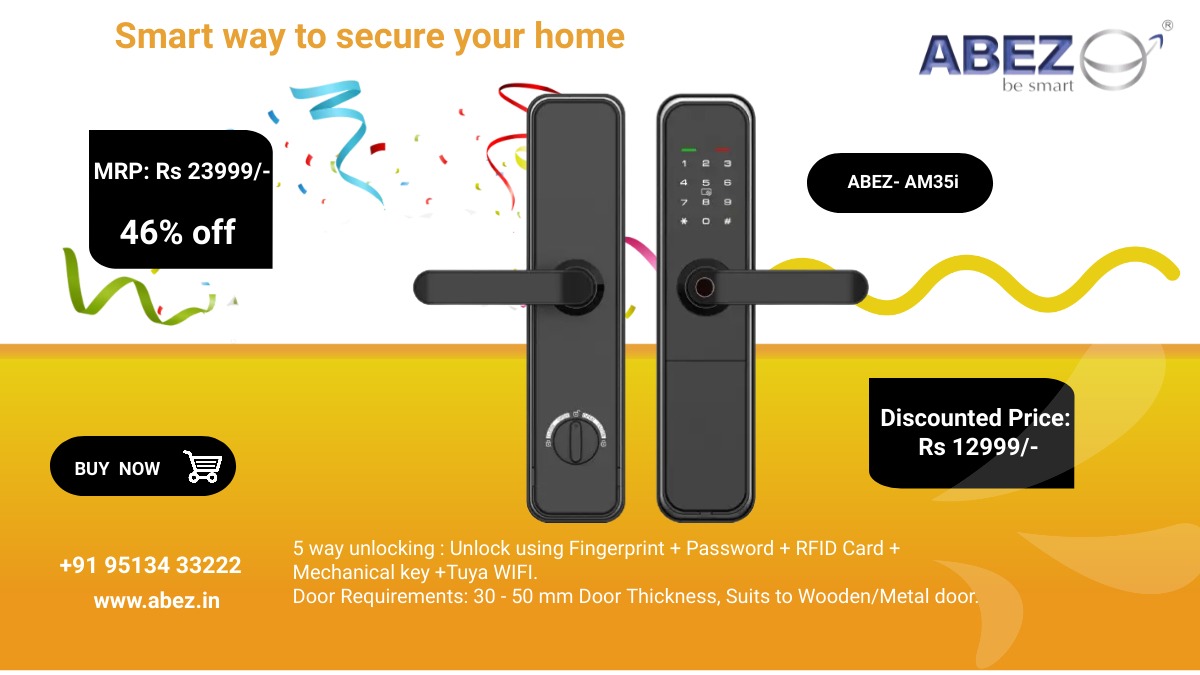 abezsolutions's tweet image. Accessing door locks should be easy and safe! 🔑

Switch to contactless card-based security measures in smart lock doors from ABEZ Smart Solutions. 

Visit us at abez.in and explore solutions for a smarter home.
.
.
#digitallock #smarthomes #smartlocks