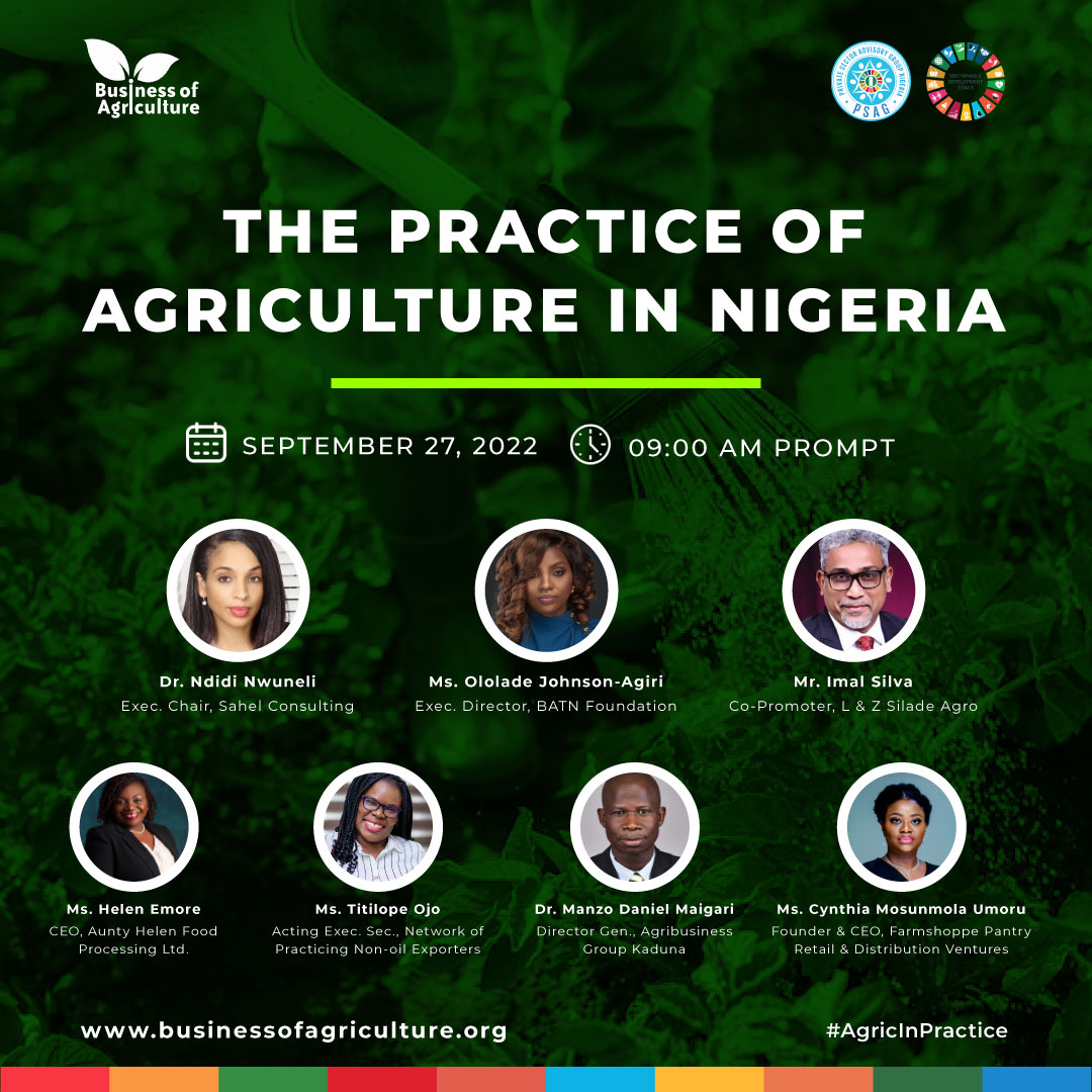 BATNFoundation's tweet photo. Here's a lineup of experts on the panel session for our plenary session- The Practice of Agriculture in Nigeria.
You don't want to miss out on this session! Stream live on YouTube @psag_nigeria
#BoA2022 #BoA2.0
#AgricInPractice #PSAG https://t.co/DMHilfURas