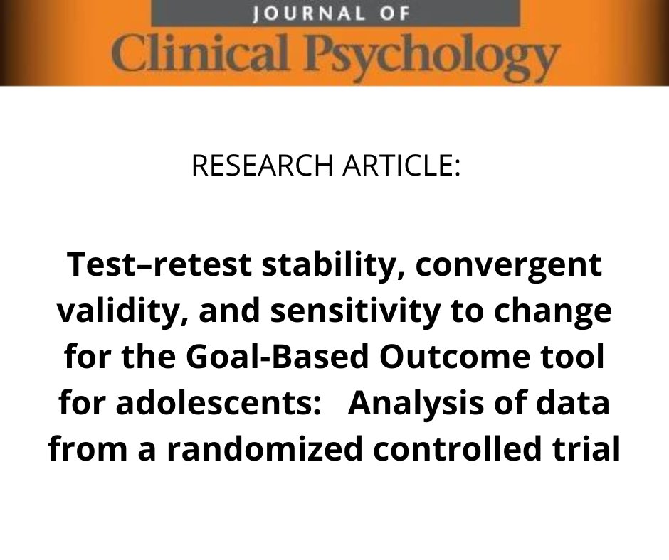 CORCcentral's tweet photo. New paper of interest, which provides further evidence for the psychometric properties of the Goal Based Outcomes, for use with #youngpeople (aged 13-16 years) - in London school sample.
📄 https://t.co/Bhrkes9RB0
#goalbasedoutcomes https://t.co/nZI9AwTTpI