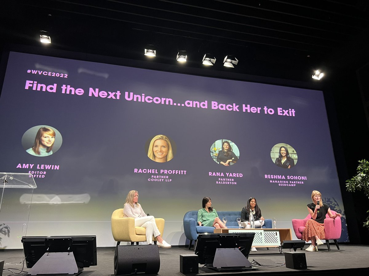 Kicking off the morning in Paris @wvce_2022 with @rsohoni @seedcamp Rana Yared @balderton sharing their experience finding the next unicorn and backing Her to exit. #wvce2022 #paris #womeninvc