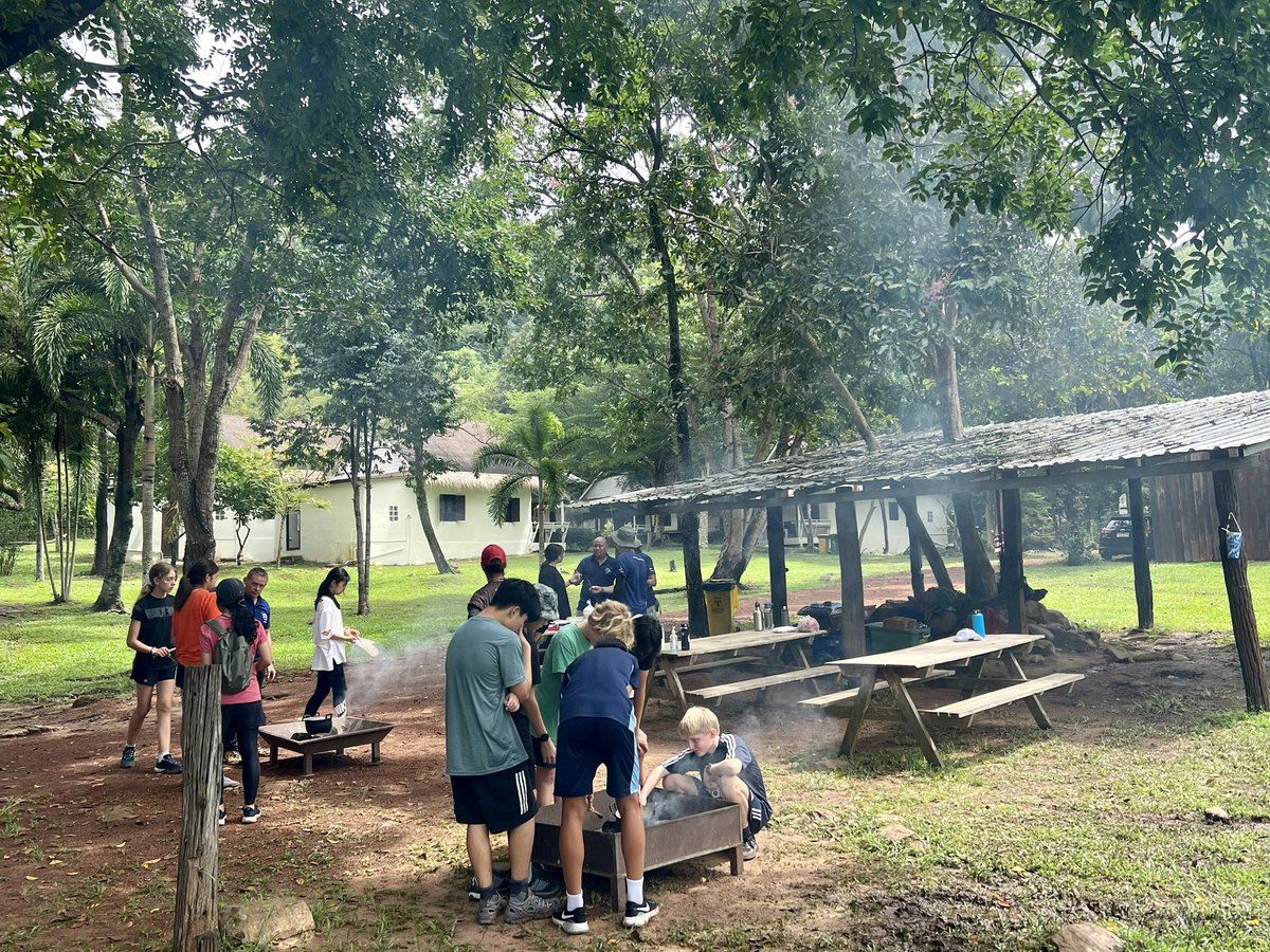 robGteacher's tweet photo. Great to visit the F Block residential in Khao Yai.  Trekking and camping, bushcraft, cooking, and high ropes course on offer today. A lot of students challenging themselves and supporting each other. @RugbyThailand #TheWholePerson https://t.co/O5ZyieKuet
