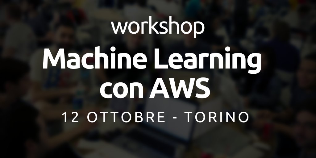 Workshop di 8 ore su #machinelearning con #aws! NOn mancare! Prenota un biglietto su 2022.cloudconf.it/workshop.html