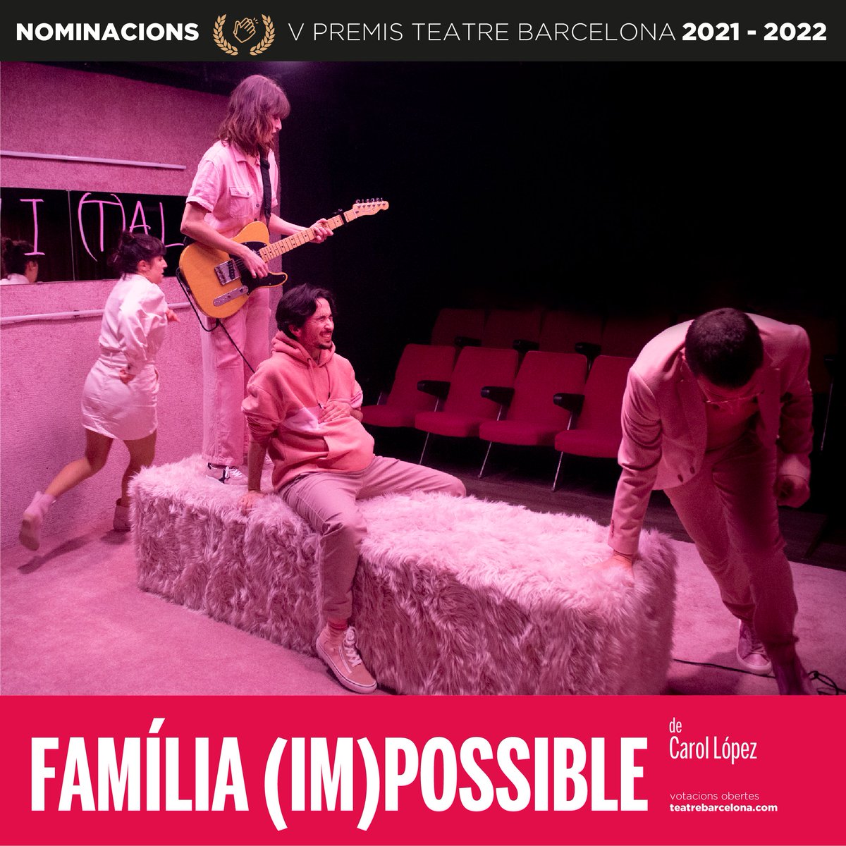 SalaFlyhard's tweet photo. Avui coneixerem les guanyadores dels #PremisTB @BarcelonaTeatre , on comptem amb 4 produccions nominades 🥰
🌟La pell fina i Ovelles, de @yagoalonsot i @carmenmarfavi
🌟Família (im)possible, de Carol López
🌟NUA, d' @AnnM_Perello i Andrea Ros dir. @AranMarta
Molta sort a tothom! https://t.co/KavN71C6D4