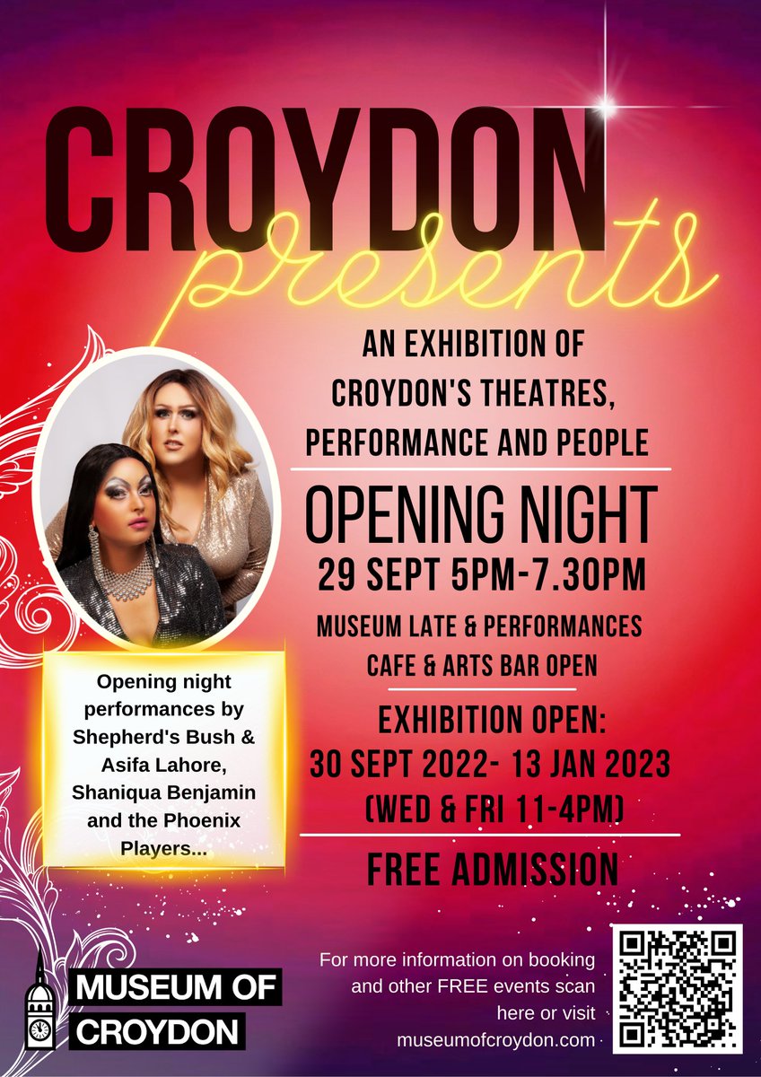 MuseumOfCroydon's tweet photo. Don't forget to get your FREE ticket to Croydon Presents: an exhibition of Croydon's theatres, performance and people. https://t.co/fI56npIxKi https://t.co/9tkEvThubk