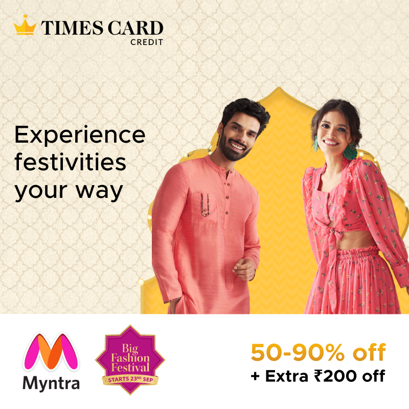 Festive season is here! Have you stocked up the latest styles yet? Get 50-90% off + Extra Rs 200 off* on <a href="/myntra/">Myntra</a> only with HDFC Bank Times Card Credit.

#festival #festivities #indianfestival #festiveseason #celebration #offer #promotion #deals #shopping #fashion #festivalsale
