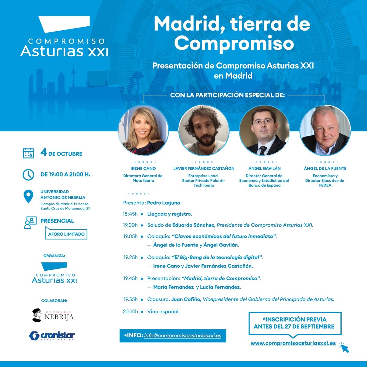 CompromisoAst21's tweet photo. 🔊 Madrid tierra de Compromiso !!!!! 📆 Martes 4/Octubre. Last call !!!! Un acto que preparamos con mucho cariño y con la colaboración de la Fund.Nebrija y Cronistar 👉https://t.co/mdFFWTJxFx https://t.co/uMDZlW4GNw