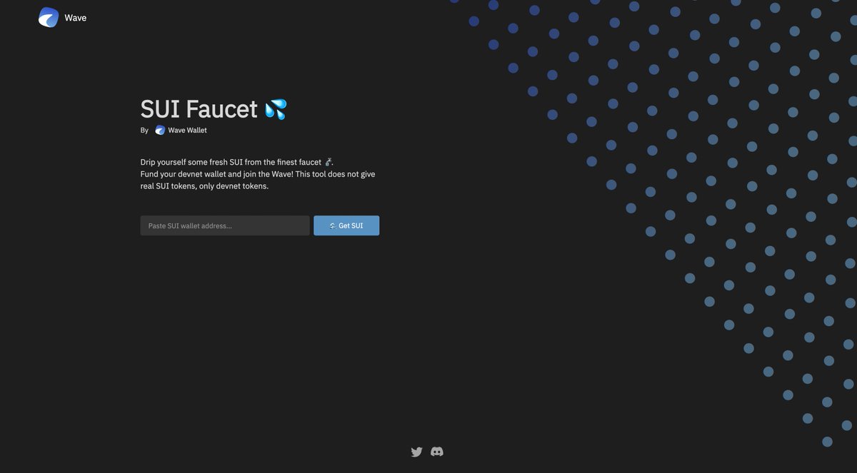 WaveWalletApp's tweet image. Gm all ☕️. Wallet release will be coming soon. 

In the meantime, we’ve launched the first ever premium #SUI faucet 🚰! faucet.wavewallet.app  
Fund your wallet easily with just one click :)

Join our discord and twitter for more updates!