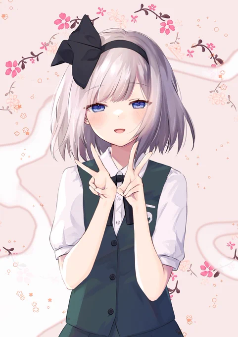 この妖夢先月描いたやつですが、髪の塗りがまあまあいいと思ってて、どうですか?まあまあいいですよね。完 