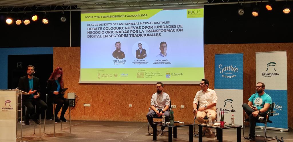 1️⃣ Primera sesión

"Debate coloquio: Nuevas oportunidades de negocio originadas por la transformación digital en sectores tradicionales", con Vicent Alavés de <a href="/GDPProducciones/">Producciones GDP</a>, Fabián López de <a href="/turronesydulces/">turronesydulces.com</a> y <a href="/ecomastertek/">ECOMASTER Technology</a>, y Raúl Carrión de <a href="/garajedoce/">garajedoce</a> y Twenty Go. #FocusPyme