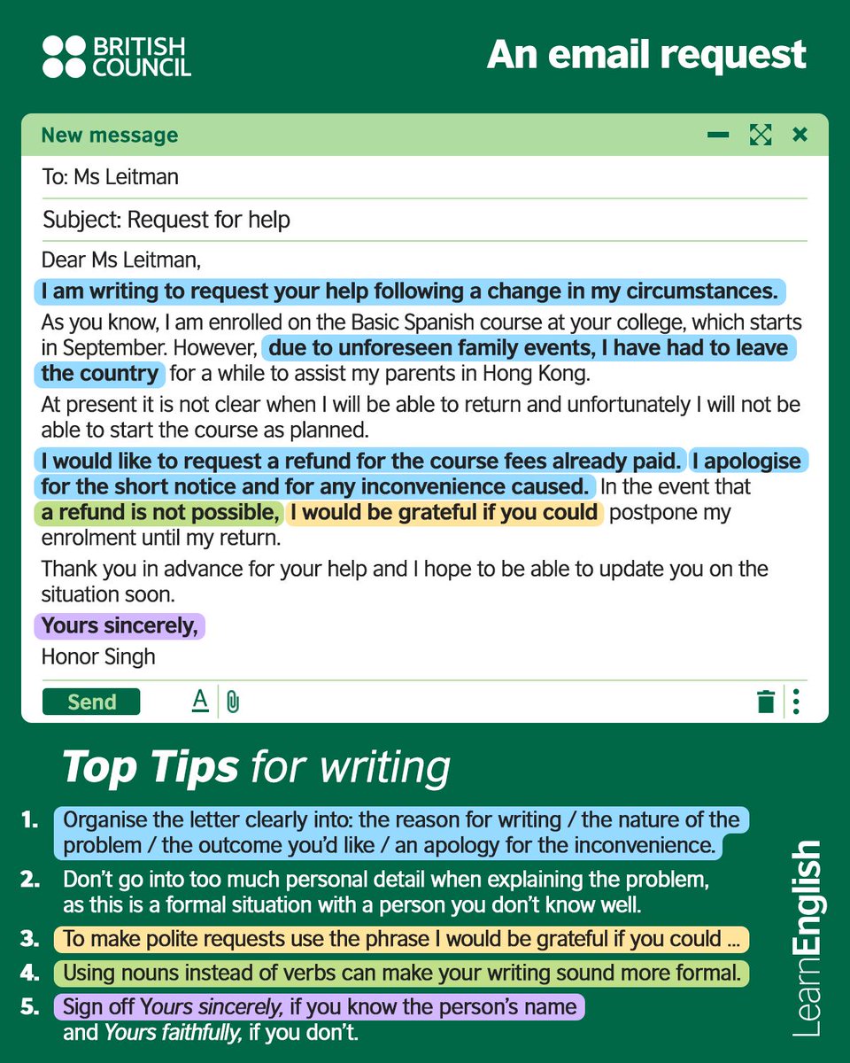 🫢Do you find writing more formal emails difficult in English? For example, writing to a company to ask for a refund for a product/service? Don't worry, we're here to help with this model #email and these practice activities: bit.ly/AnEmailRequest…
#LearnEnglish #learningenglish