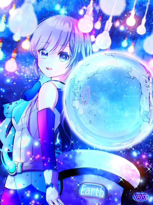 プラネットミュージアム #地球 #惑星 #博物館 #宇宙 #ミモザ #オリキャラ #女の子 #ibispaint #イラスト #pixiv  