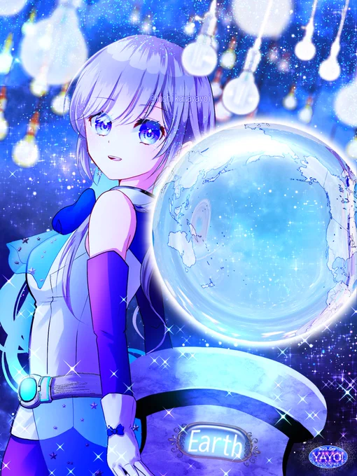 プラネットミュージアム #地球 #惑星 #博物館 #宇宙 #ミモザ #オリキャラ #女の子 #ibispaint #イラスト #pixiv  