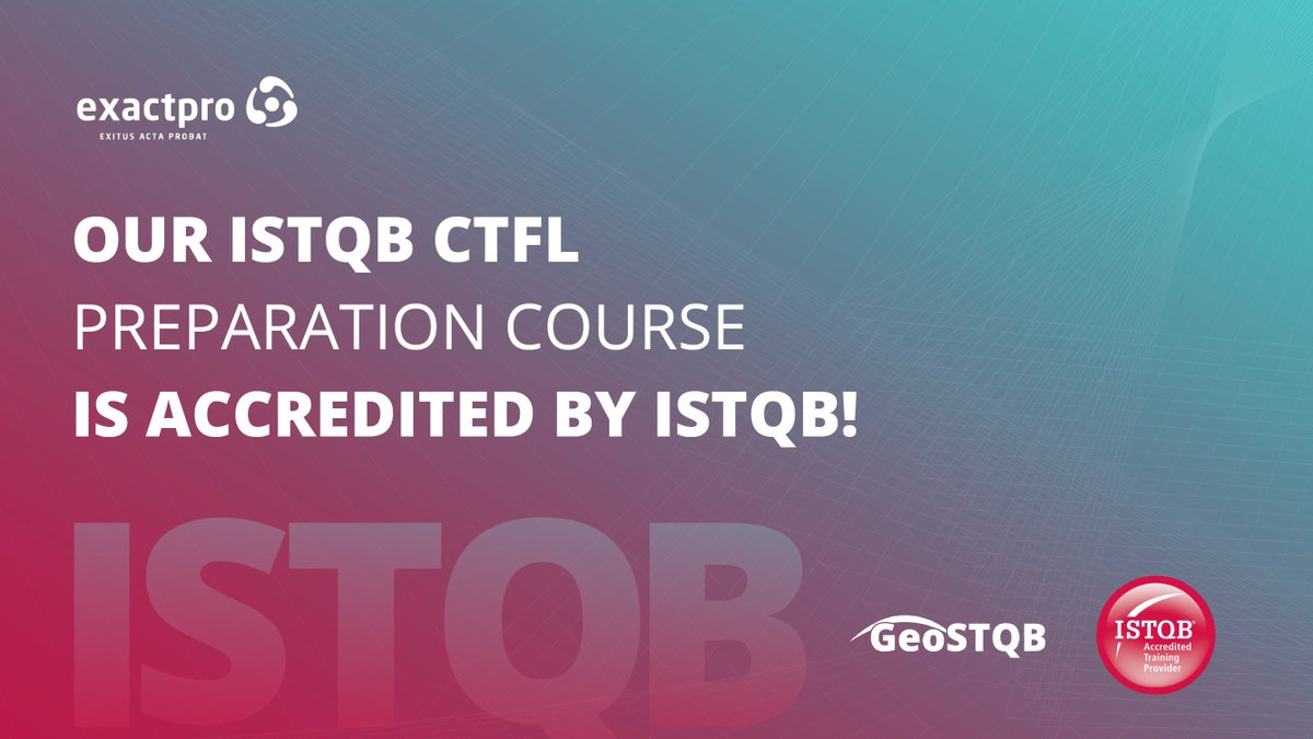 exactpro's tweet photo. This is the moment we've all been waiting for – @xactpro is now an @ISTQBORG Accredited Training Provider for the ISTQB CT #FoundationLevel Preparation Course. 
More on our grants &amp; partners program &amp; registration at https://t.co/l4qm3A55Na

#SoftwareTesting #futureskills https://t.co/PYKwSdmBwH
