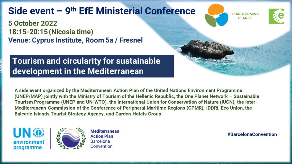 UNEPMAPNews's tweet photo. #WorldTourismDay
Tourism has contributed to economic development in the #Mediterranean, but unsustainable practices have taken a toll on marine and coastal ecosystems.
Join us and our partners for a reflection on tourism and circularity at @EfeNicosia: https://t.co/ZSwyxGl8rX https://t.co/ifMWVz3dwW