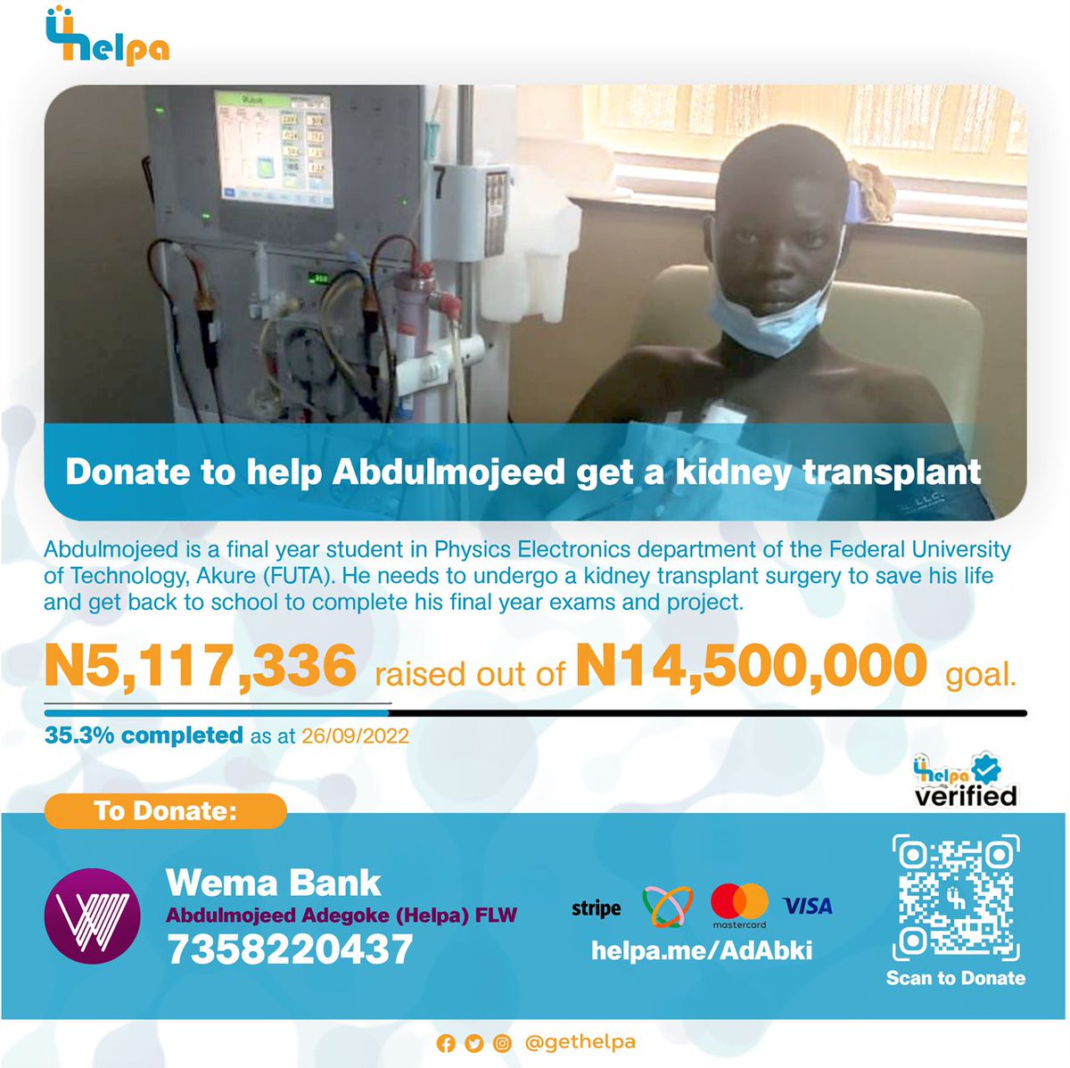AOluwaopen's tweet photo. Your kindness and generosity will remain with me forever.

Please help save a life 🙏 https://t.co/05zzDAG95w