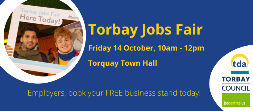 Is your Torbay business struggling to recruit? With hundreds of jobseekers in attendance, the #TorbayJobsFair is the perfect opportunity to meet candidates in person and fill your vacancies. Book your FREE business stand today at ow.ly/f2K450KU30g