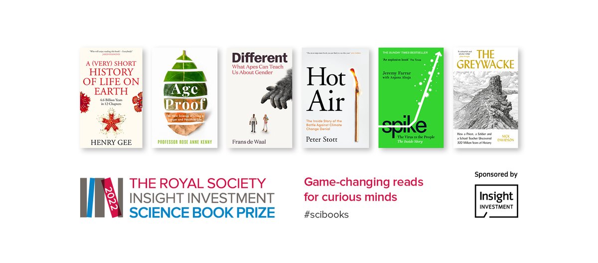 royalsociety's tweet photo. We are very happy to announce the shortlist for the Royal Society Science Book Prize 2022, sponsored by @InsightInvestIM, celebrating the best in popular science writing from around the globe. Find out more about the six titles: #SciBooks https://t.co/r5rs5wFfiL https://t.co/ozLpGKx4zT