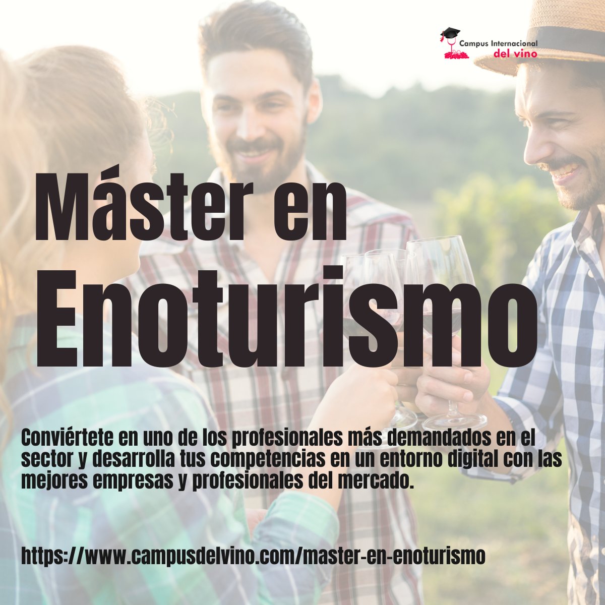 CampusVino's tweet photo. Comienza la cuenta atrás para la 4ª edición del Máster en Enoturismo certificado por la @UEMC
✅ INFO https://t.co/nsZfKPBMiF
Fórmate con expertos del sector como @yalocatoyo @AdelaPereira @GuardianofWine @cortina_urena @quantumpossit @AuroraRamosC entre otros 
#Enoturismo https://t.co/K9fNZKbif4