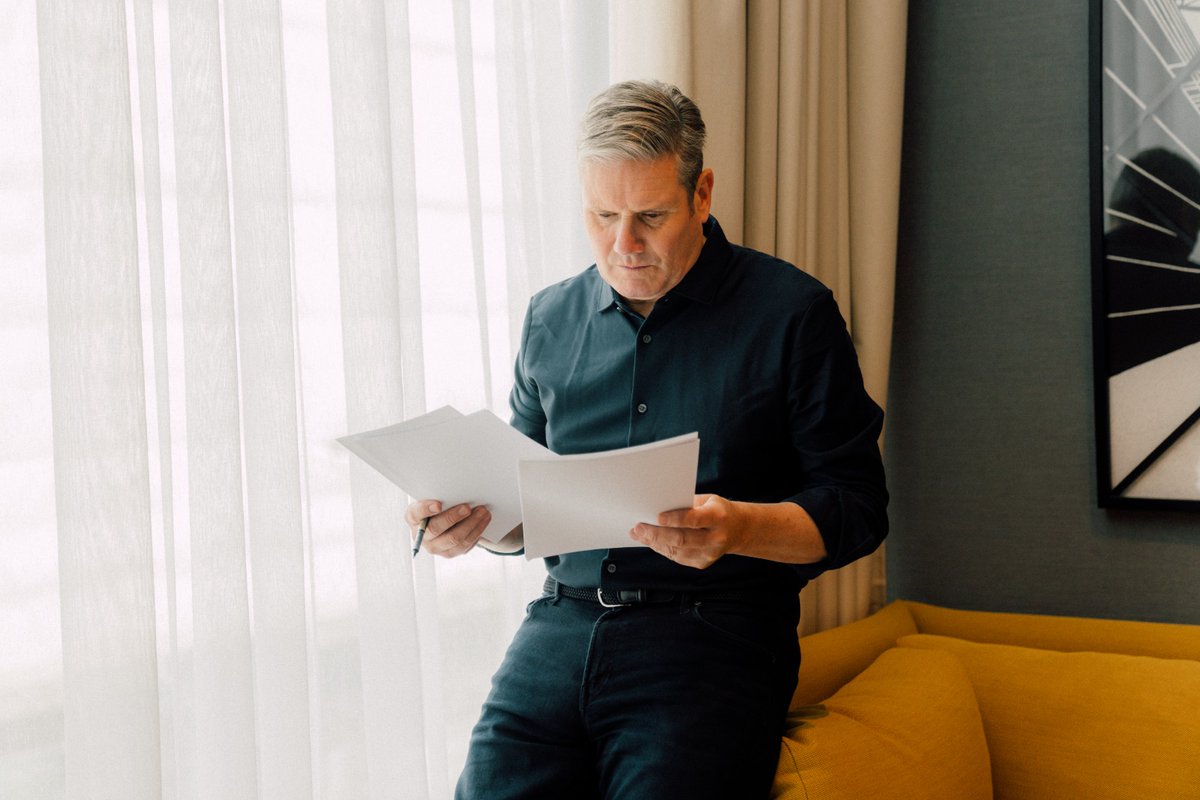 Keir_Starmer's tweet photo. One last read before speaking at #Lab22 today.
Labour is going to deliver for working people.
We are ready. https://t.co/xoEX9QS1Js