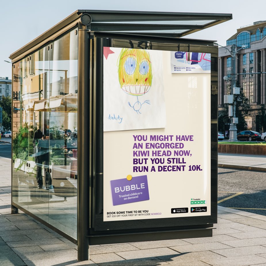 LOVE the <a href="/bubbleChildcare/">Bubble childcare</a> campaign from <a href="/creaturelondon/">Creature London</a> out on the streets. Childcare can unlock massive economic, mental health, physical health benefits. Proud.