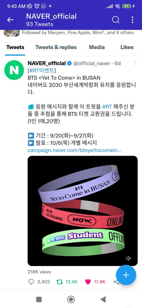 _GoAwayAnna's tweet photo. @official_naver If i ever get to win a ticket, that will make my day💞
Wishing all the best to Busan for the bid and the World Expo 2030, and to our boys @BTS_twt as well💜💜 https://t.co/UVY7KhZxsD