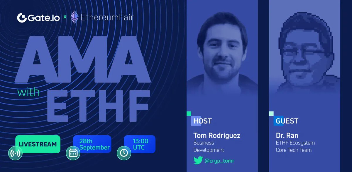 Gate's tweet photo. 😎It's #AMA Time

😋Join #Gateio BD Manager @cryp_tomr to host an AMA with Dr. Ran, ETHF Ecosystem Core Tech Team Member of ETHF where they talk about EVM-based Blockchain

💻Venue: https://t.co/Y3XV1dxQso

Ask Question: https://t.co/txz79CQEmj

⏲️Time: 13:00 UTC | 28 Sept 22 https://t.co/XF4OQD852G