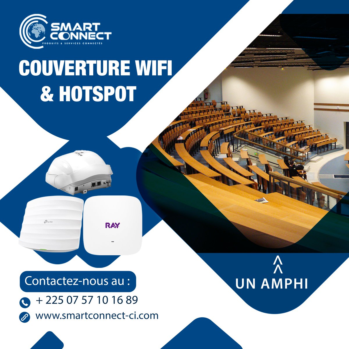 Smart_connect1's tweet photo. Dépensez moins dans la couverture wifi de vos locaux (amphi , cité , école ) en contactant Smart Connect !

Cote d’Ivoire : (+225) 07 57 10 16 89/ 27 22 59 14 53
Bénin :(+229) 91 79 42 55/ 52 92 76 77

#smartconnectci #internetautrement #couverturewifi #ray #tplink #ruckus https://t.co/utekZTFua4