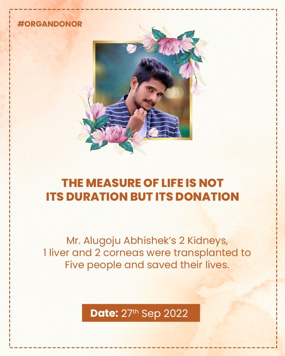 SajjanarOffice's tweet photo. అవయవదాత శ్రీ అలుగోజు అభిషేక్ గారికి జోహార్లు మరియు వారి కుటుంబ సబ్యులకు వందనాలు🙏🏻

#OrganDonor #OrganDonation https://t.co/XpEhF57lXT