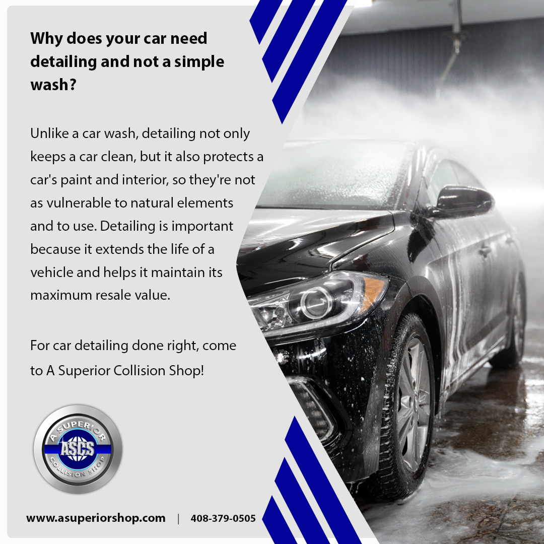 A_SuperiorShop's tweet photo. Why does your car need detailing and not a simple wash?
Unlike a car wash, detailing not only keeps a car clean, but it also protects a car's paint and interior, so they're not as vulnerable to natural elements and to use.
#AutoBodyShop #CarBodyRepairServices #CertifiedAuto https://t.co/NkAsejgOkK
