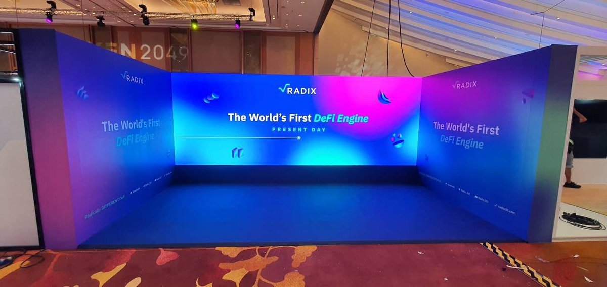 Adam_XRD's tweet photo. Sneak peak of the @radixdlt booth at #Token2049. The events team and design team have done a fantastic job here.

Engines power revolutions. Imagine what will be powered by the Radix Engine in the next few years!

#DeFi #Web3 $XRD https://t.co/E2AszVVrE4