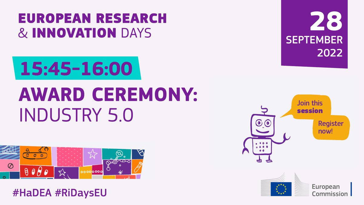 📢The winner of the Industry 5.0 Award will be announced tomorrow at the #RIDaysEU! Among the finalists, 2⃣ projects are managed by #HaDEA⤵️ 🟡@secoiia: cybersecurity of manufacturing industry 🟣@sherlockh2020: human-robots collaboration ⌚️15:45-16:00 📲 hadea.ec.europa.eu/news/industry-…