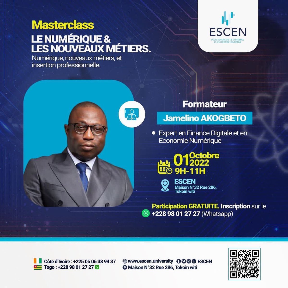 efysaboutey's tweet photo. Ce 1er Octobre il y aura une chouette Masterclass sur les métiers du numérique à l’ESCEN (Tokoin Ouiti)

Ça commence à 9h00 donc soyez à l’heure 🥹🥹👍 https://t.co/4ee8OHMn6F