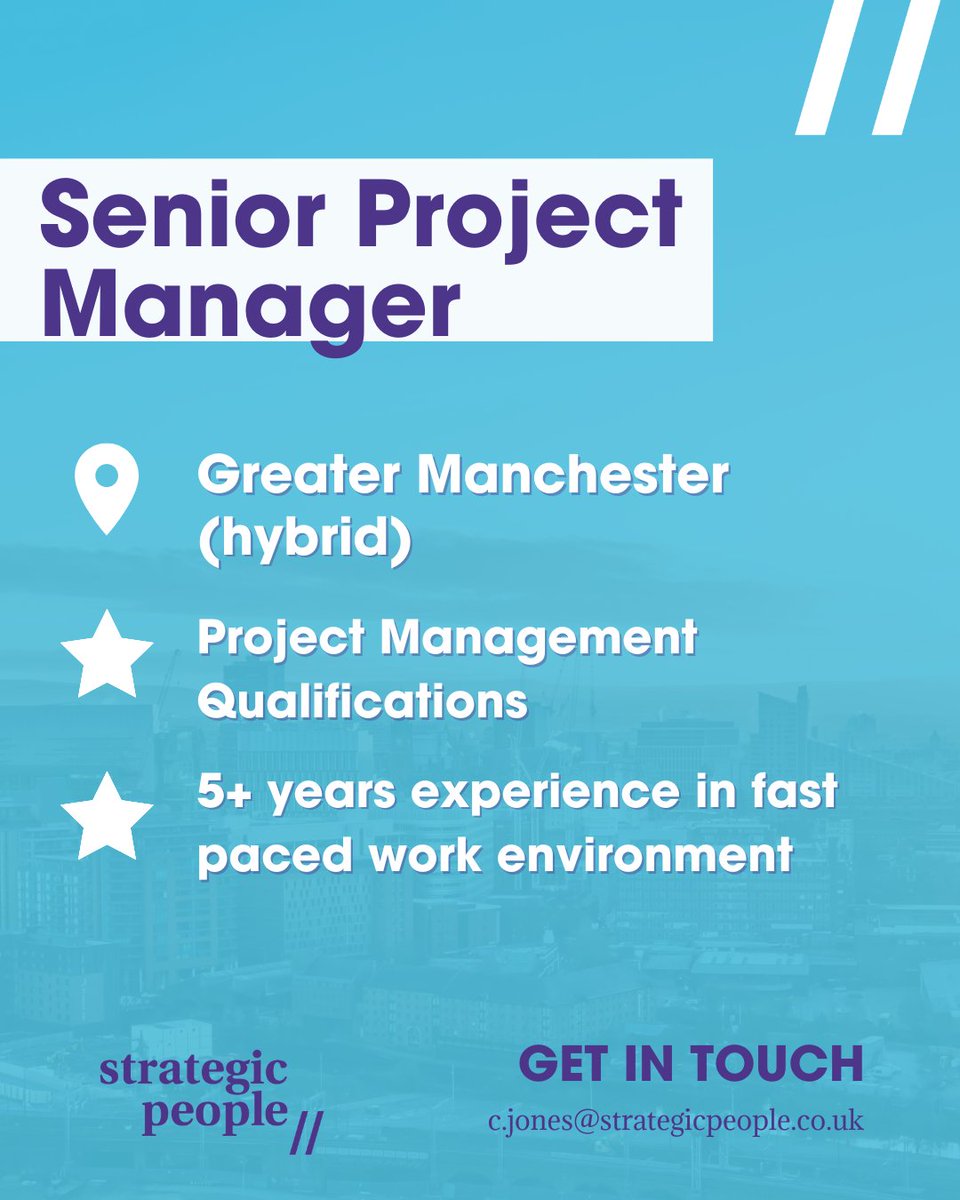 StrategicMCR's tweet photo. 🌟 Now Hiring - Senior Project Manager 🌎

➤ If you're interested, get in touch  🙌

#hiring #careers #strategicpeople #hiringnow https://t.co/OI4QYTKZ3r