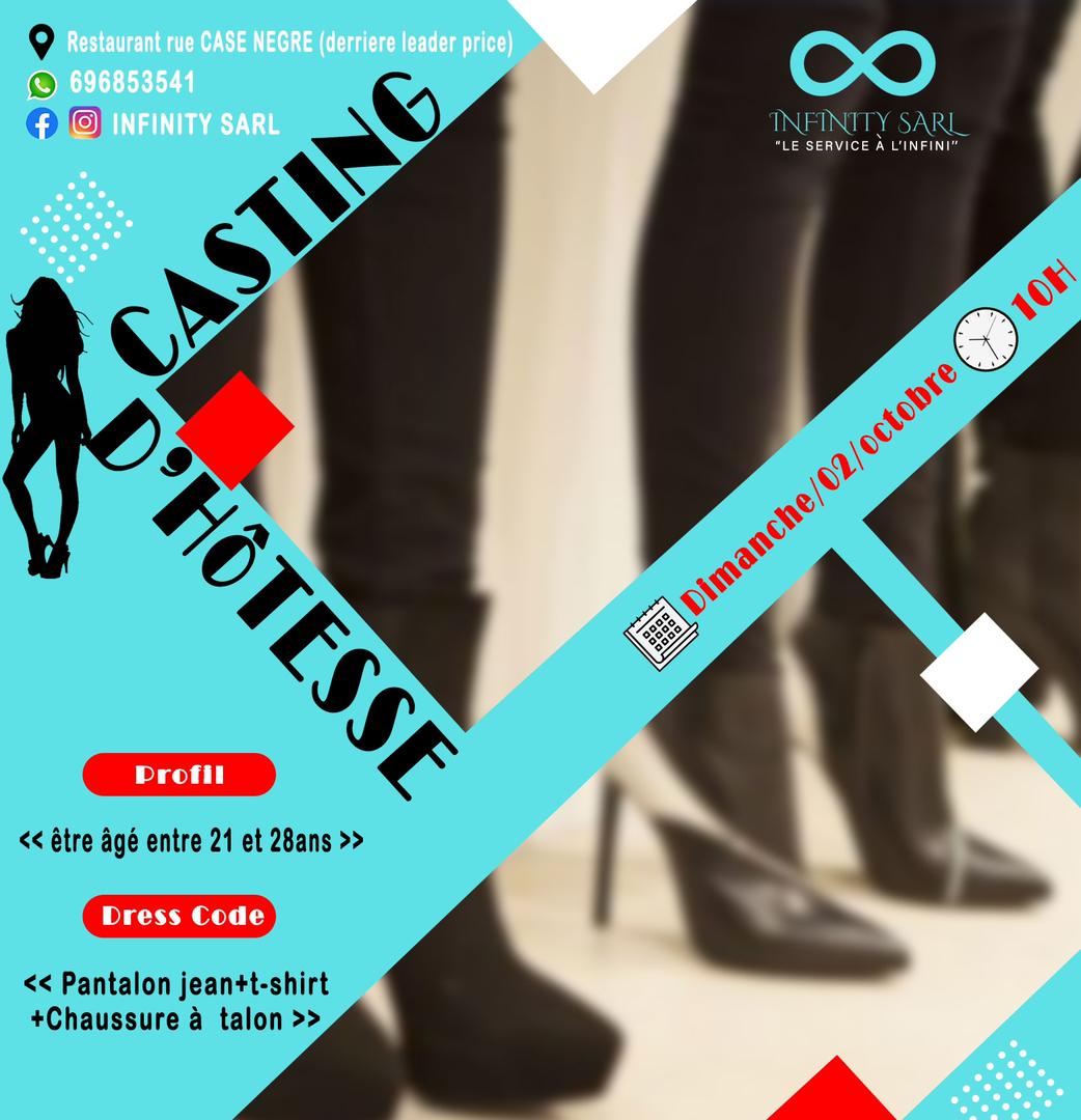 JusteDavid3's tweet image. Du nouveau à Yaoundé!!!🙂
La société Infinity sarl lance pour son agence un casting d’hôtesses ouvert au public de 21 à 28ans.
Lieu: restaurant rue ‘’CASE NEGRE’’ derrière l’ancien leader LEADER PRICE.Dress code pantalon jean t shirt blanc chaussure à talon.