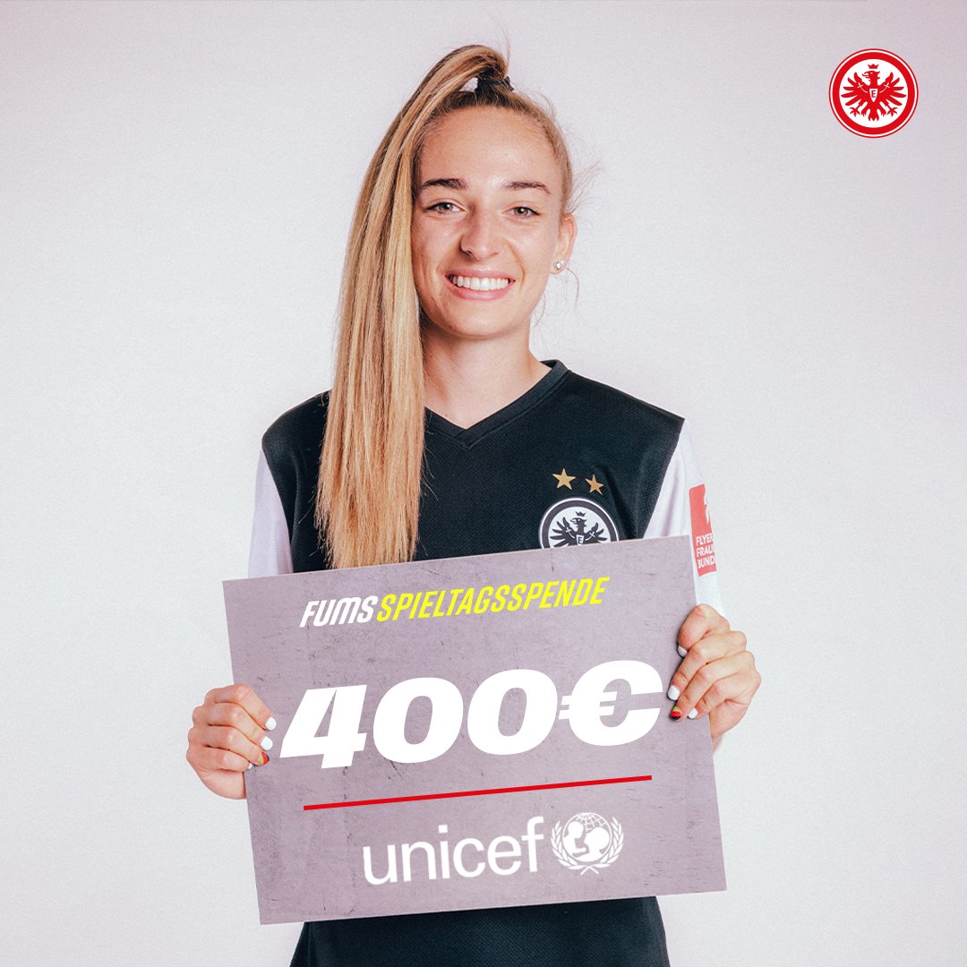 Nicht nur punktetechnisch ein erfolgreicher #DieLiga-Spieltag: In Kooperation mit der <a href="/fums_magazin/">FUMS</a>-Spieltagsspende gehen in dieser Woche 400€ an <a href="/UNICEFgermany/">UNICEF Deutschland</a>! 👏👏

#SGE #EintrachtFrauen