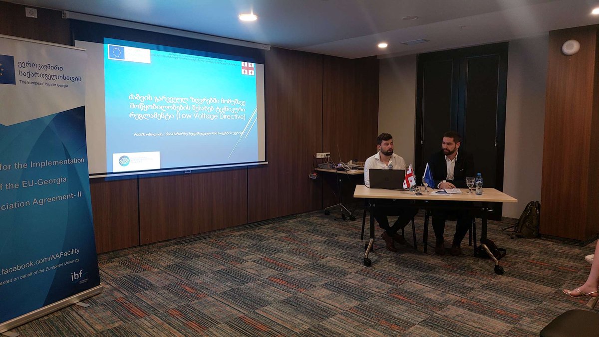AaFacility's tweet photo. 🇬🇪 🇪🇺  🇬🇪 #AAFacilityII#EU4Georgia#EUinGeorgia
  
✅✒️#AFF continues its support to the #MSA. Today, the consecutive info session on “Technical Regulation -  Electrical Equipment Designed for Use Within Certain Voltage Limits” was conducted for the business sector in Kutaisi. https://t.co/VE7cIN07NB