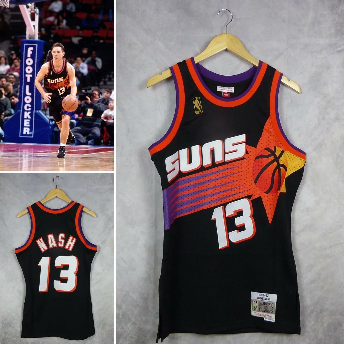 basketspirit's tweet photo. Mítica camiseta de Steve Nash "Hair Canada" #13. Uno de los jugadores con más talento de su tiempo en la NBA. Phoenix Suns 1998-99 Steve Nash. Harwood classisc. negra #camisetanashsuns #camisetanashphoenix #camisetaretrosuns #basketspiritmadrid #nash #suns #nbaretro #stevenash https://t.co/Rlb6JFhHvv