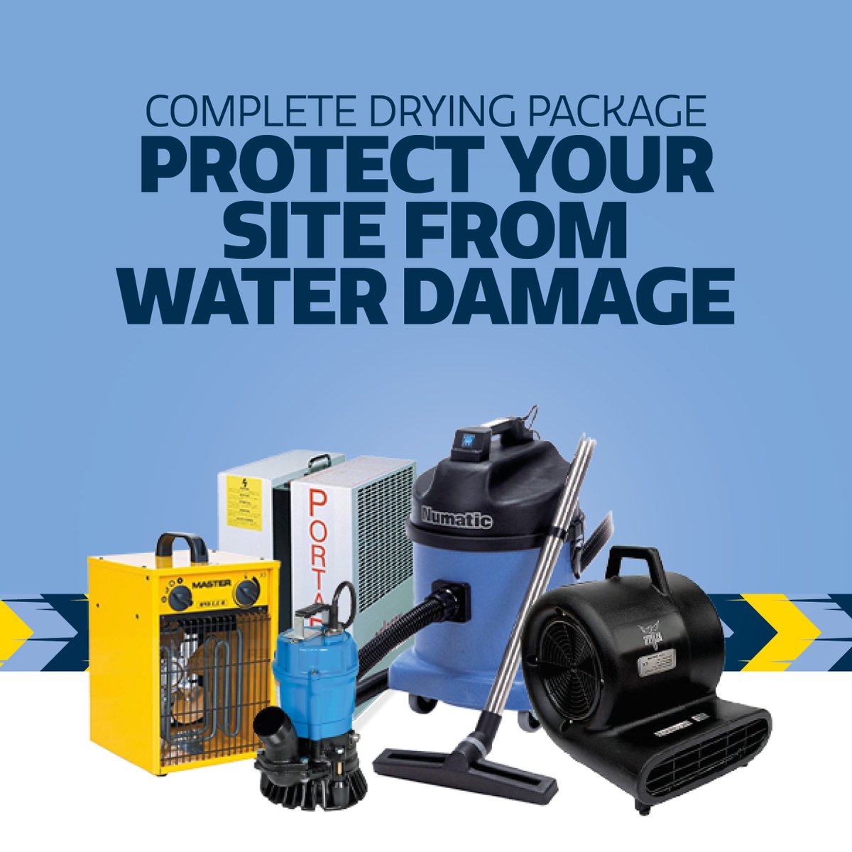 Did you know that UK weather extends project times by 21% on average? Cut out the worry of water damage on-site with our complete drying package ⬇️ ow.ly/GnW230sqb7o #ToolHire #TheHireman #WaterDamage #UKWeather