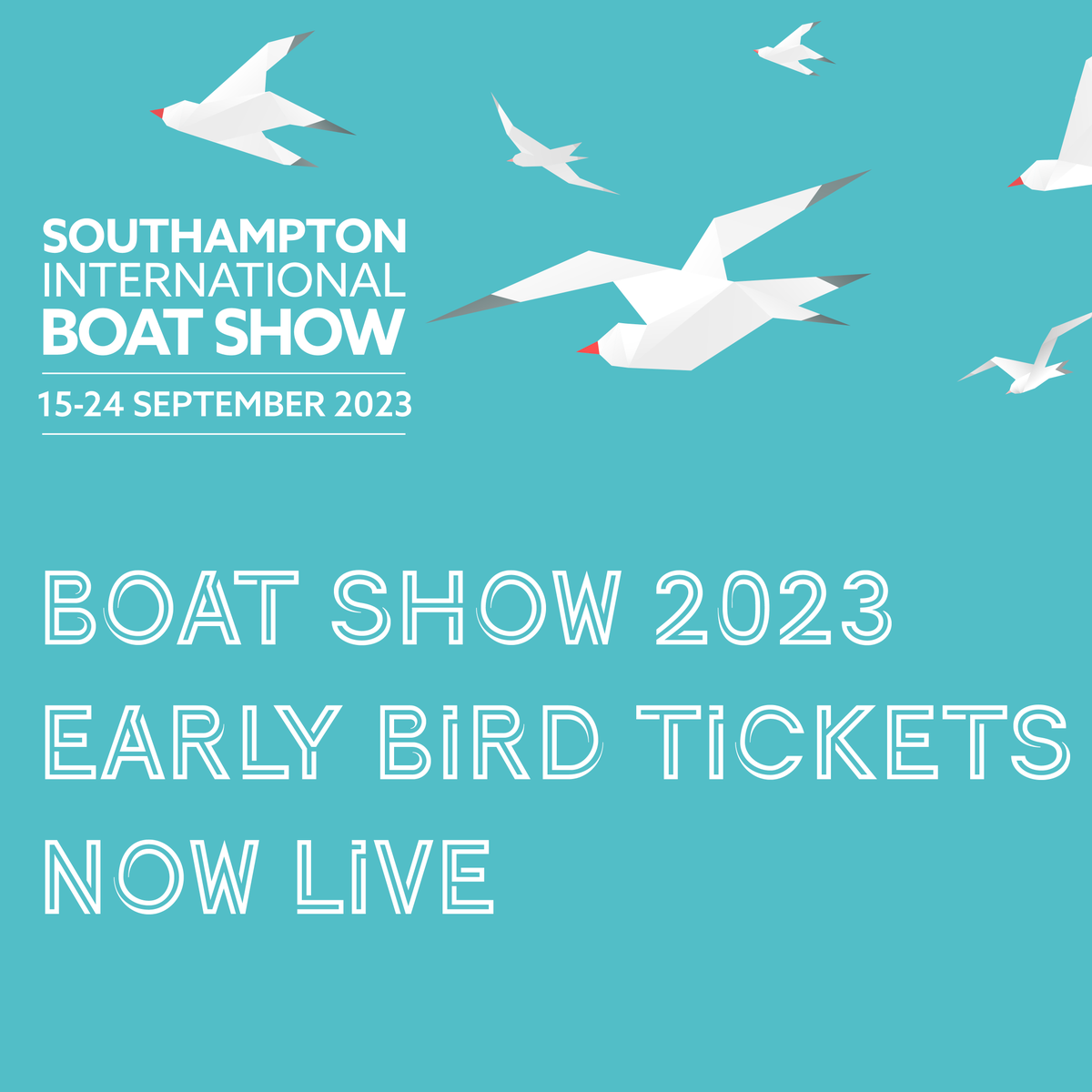 SotonBoatShow's tweet photo. EARLY BIRD TICKETS ARE NOW LIVE

Secure your ticket for just £19.99! 

The offer is only valid for 72 hours! 

What's more, you will be automatically entered to our prize draw to WIN two top tier VIP tickets for the Southampton International Boat Show 2023! https://t.co/6IgBBNs4bM