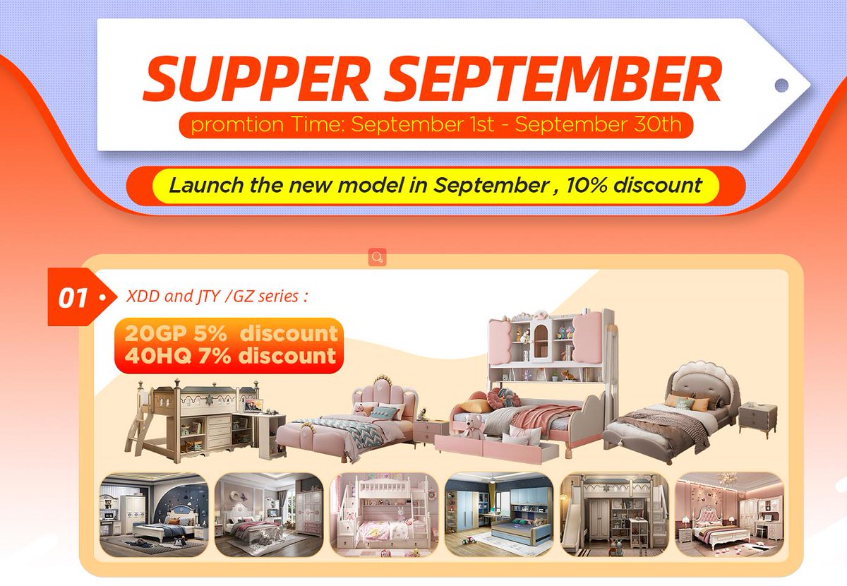FairyZeng1's tweet image. have a big promotion on Sep
If you have furniture purchase plan don't miss the big Promotion !
Any help in the Furniture field ,feel free to contact Fairy .
Email:sales05@ikidsfur.com
Call: +86 18928687693
Same for Wechat/What'S app