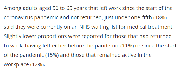 sarahoconnor_'s tweet photo. The NHS falling apart isn't just a health problem, it's an economic problem. A fifth of the over-50s who have dropped out of the workforce are on an NHS waiting list, says ONS. Truss/Kwarteng: if you're looking for barriers to growth, here's a real one. https://t.co/auoY9582HE https://t.co/ZnKDkN4aWk