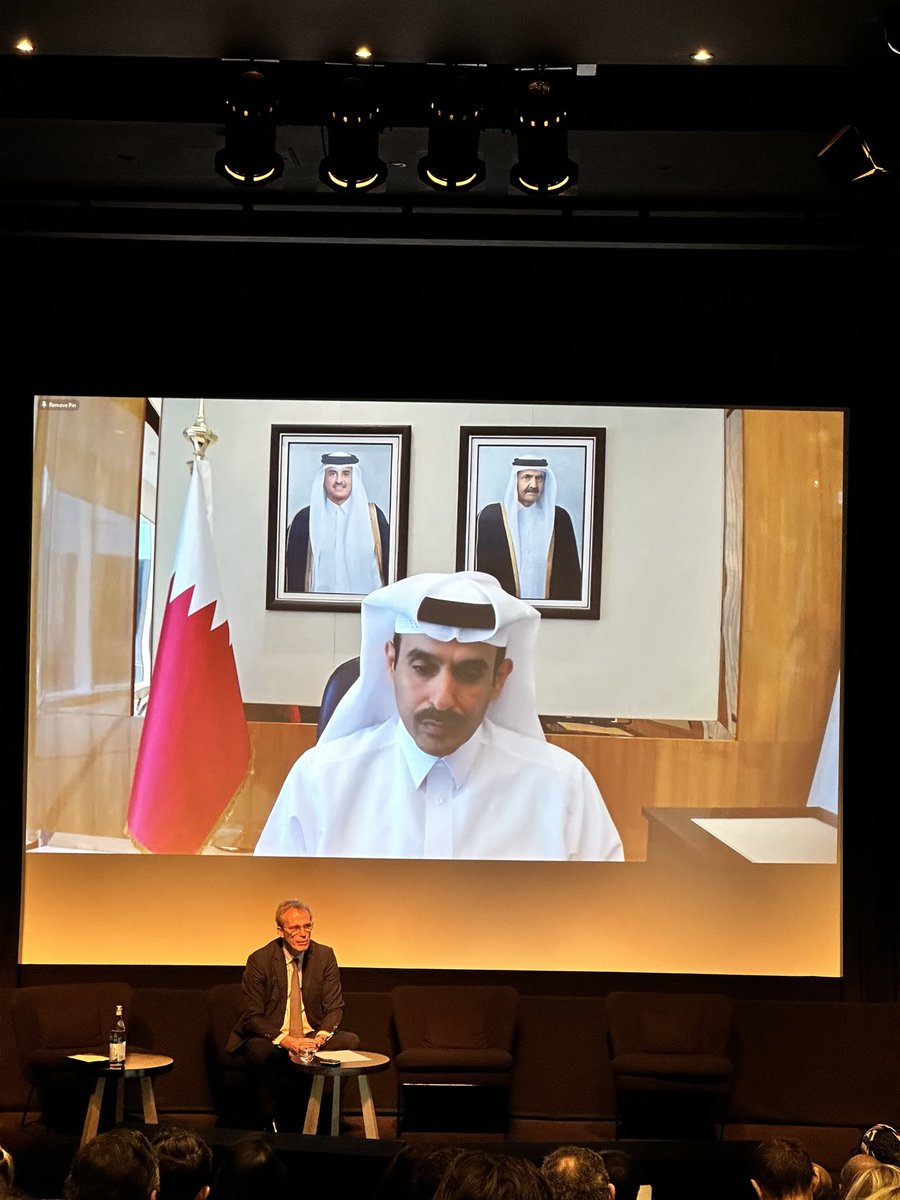 saimazulkernain's tweet photo. Mic check…is this thing on? Love when you finally crack the forgotten password 👀…anyway! We’re here at @WoodMackenzie’s #WMENRS. The first session kicked off with our keynote speaker, Saad bin Sherida Al Kaabi CEO of @qatarenergy https://t.co/9aMyG9msEi