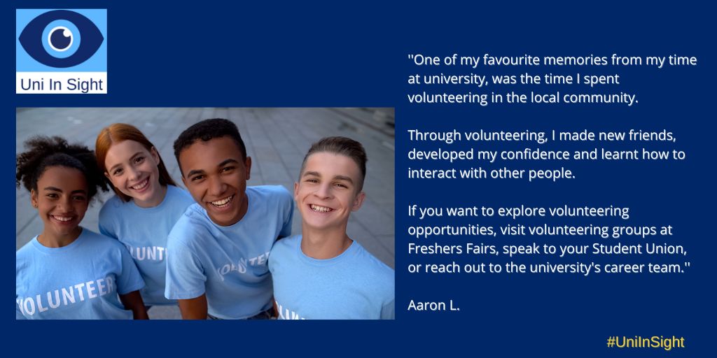 PocklingtonHub's tweet photo. "If you want to explore #volunteering opportunities at university, visit volunteering groups at Freshers Fairs, speak to your Student Union, or reach out to the university's career team."
#StudentVolunteering
#UniInSight https://t.co/3unU3I1CSA