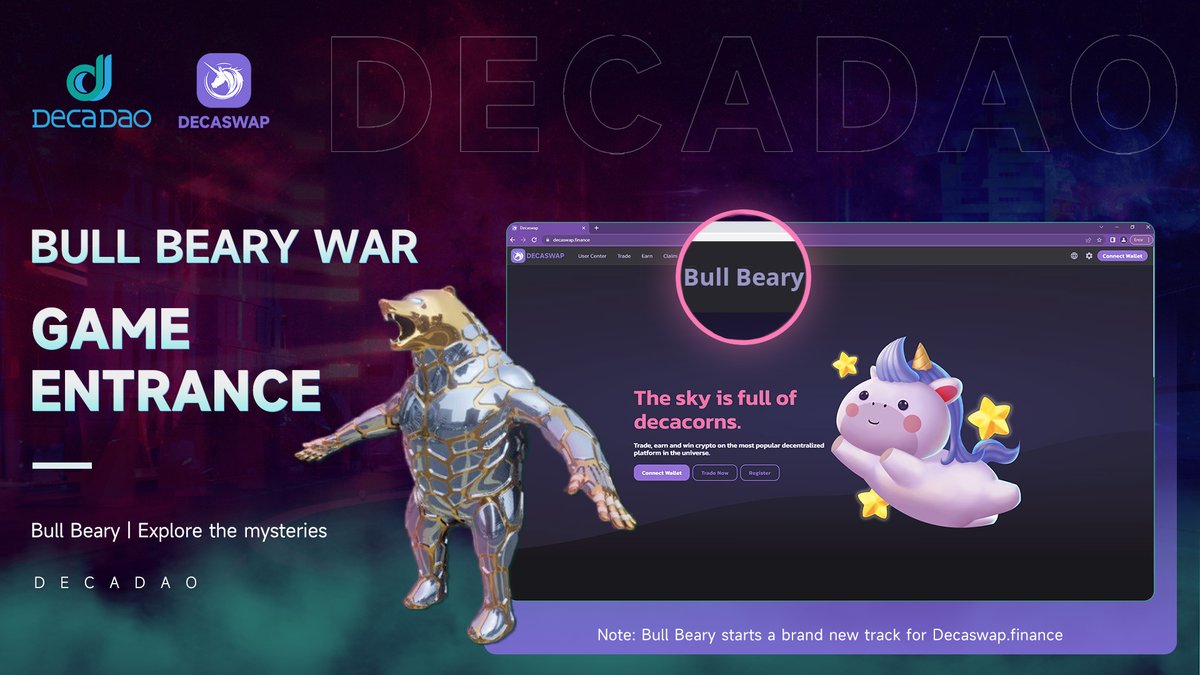 Deca_dao's tweet photo. Most of the users is not aware of "Bull &amp; Beary" option that stated on the top in our official website. Click it and start your game now! Let's make prediction together of whether the market is going to be Bull or Bear. Never miss playing the game! 🎮
📲https://t.co/kpHwoTVZwv 👈 https://t.co/LyRmWQNfnO